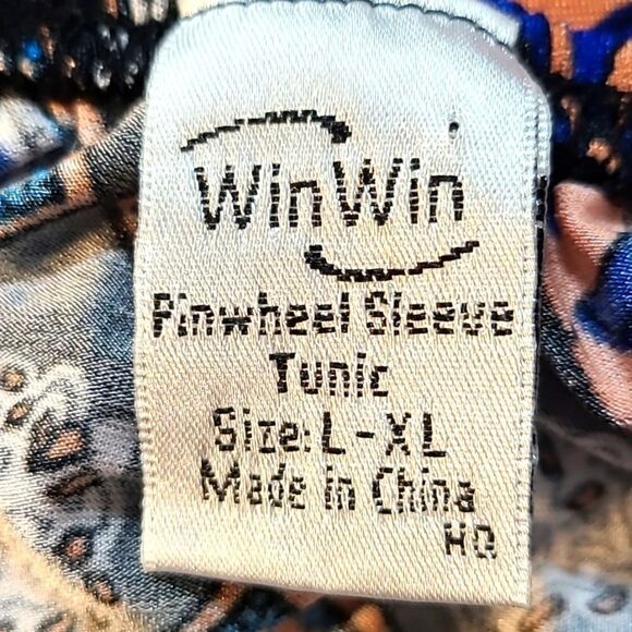 WinWin Colorful Tunic Top with Pinwheel Sleeves & Embroidered Accents, Size L/XL - Picture 6 of 7
